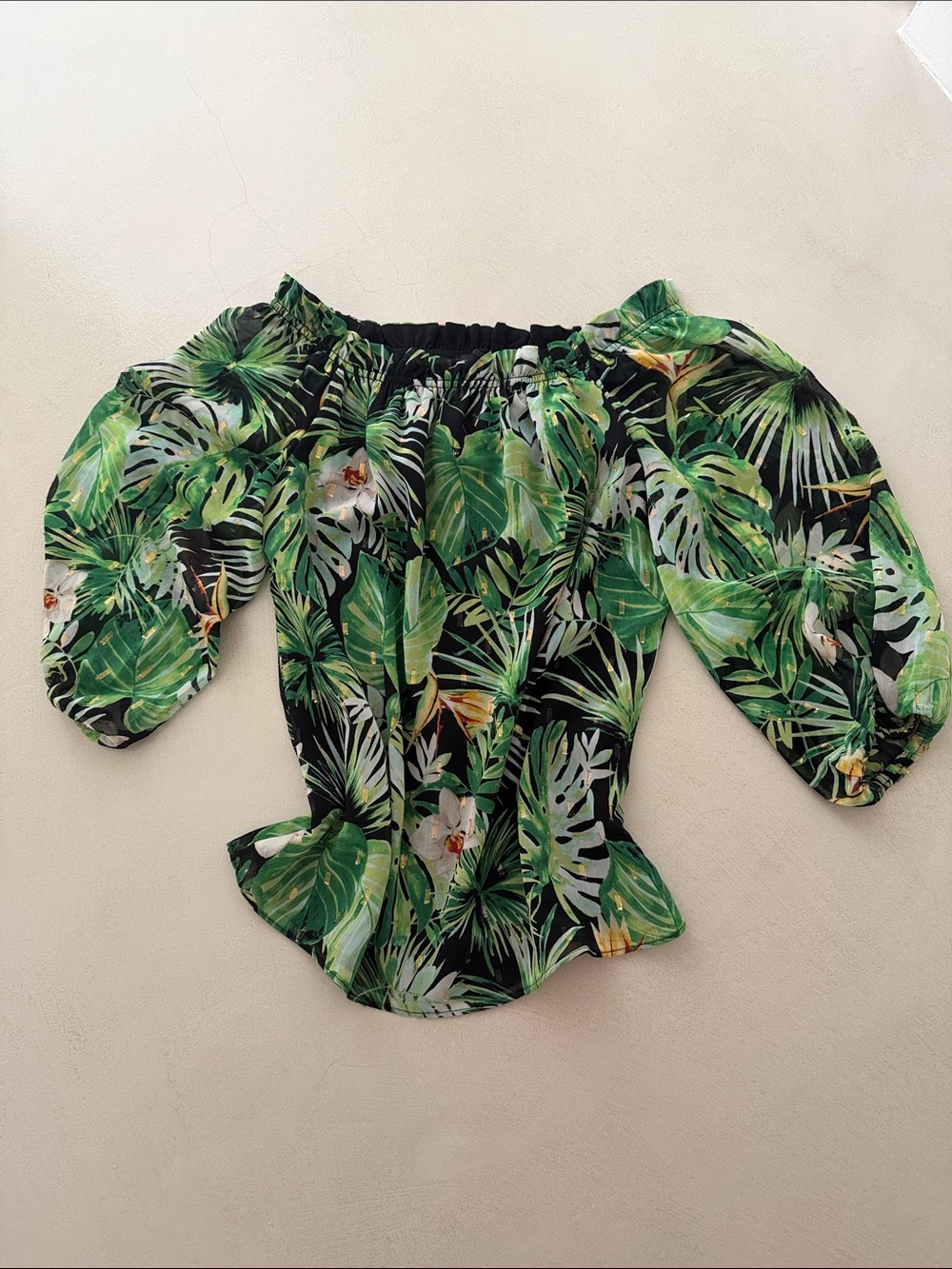 White House Black Market tropical off the shoulder top